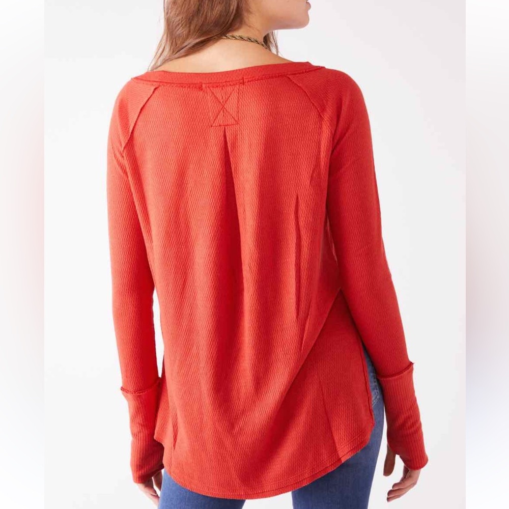 Free People Drippy Thermal Sunset Waffle Knit Tunic Size M - Picture 4 of 10